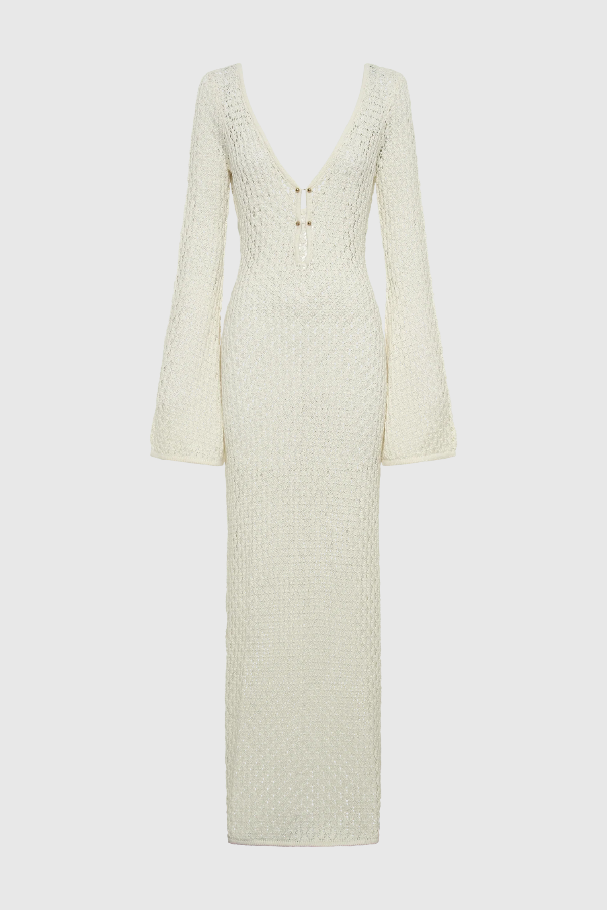 Lana Knit Cutout Plunge Maxi Dress in White