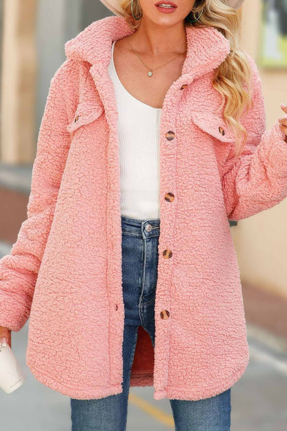 Lapel Single-breasted Plush Coat