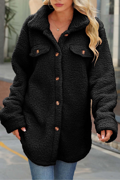 Lapel Single-breasted Plush Coat
