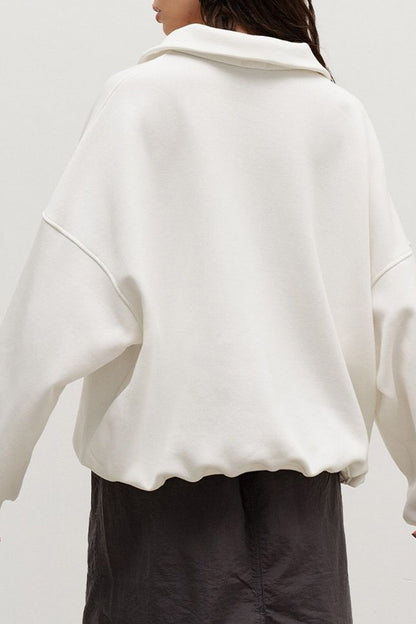 Lapel Zipped Sweatshirt