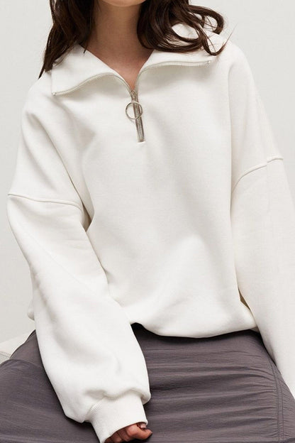 Lapel Zipped Sweatshirt