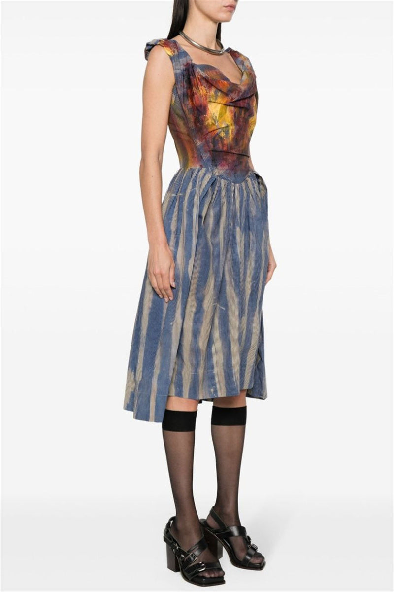 Larissa Bustier Striped Midi Dress