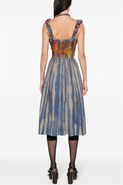 Larissa Bustier Striped Midi Dress
