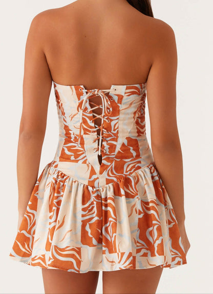 Paulina Mini Dress - Orange Blue