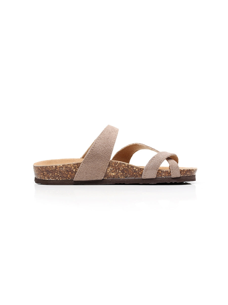 Maibulun | Latte Buckle-accent Suede Upper Sandal
