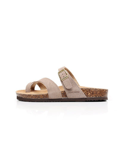 Maibulun | Latte Buckle-accent Suede Upper Sandal