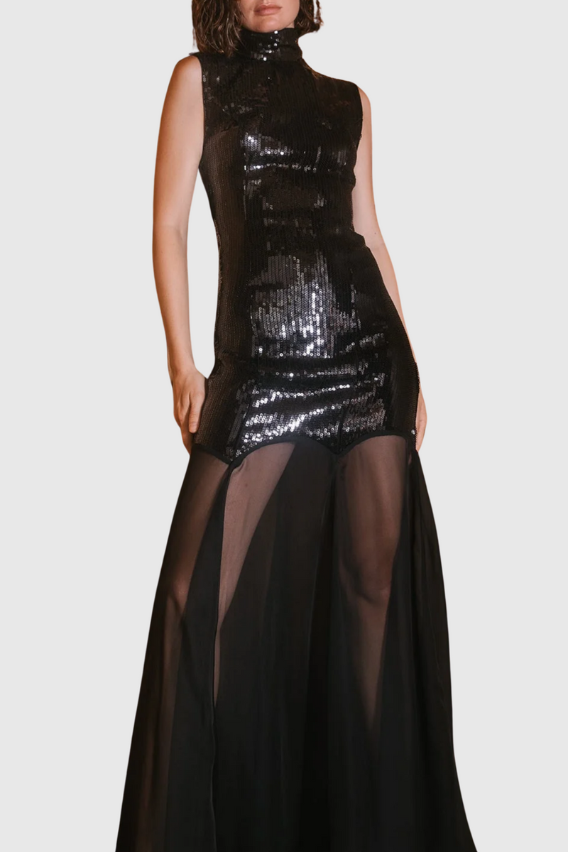 Laurinda Sequin Sleeveless Maxi Dress