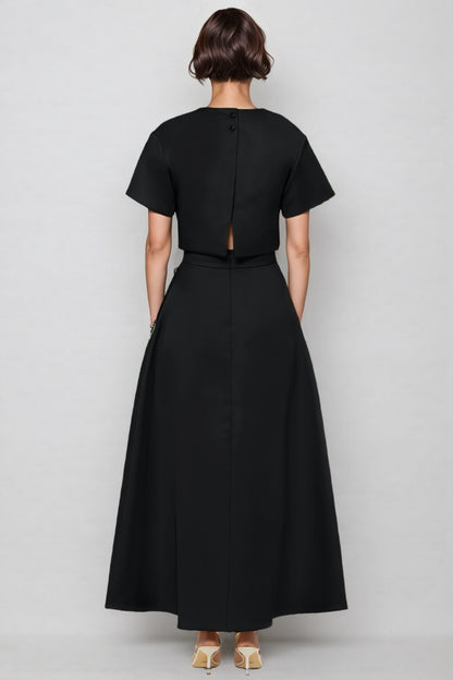 Ilany Black 3d Maxi Dress Set