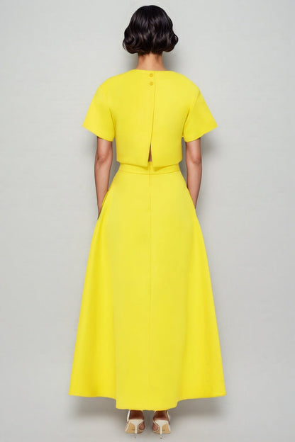 Hespet Yellow 3d Maxi Dress Set