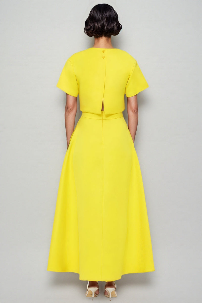 Hespet Yellow 3d Maxi Dress Set