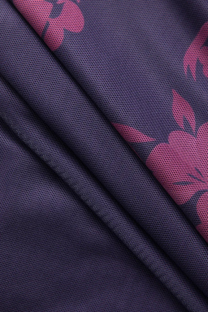 Lestie Purple Printed Lace Slit Maxi Dress