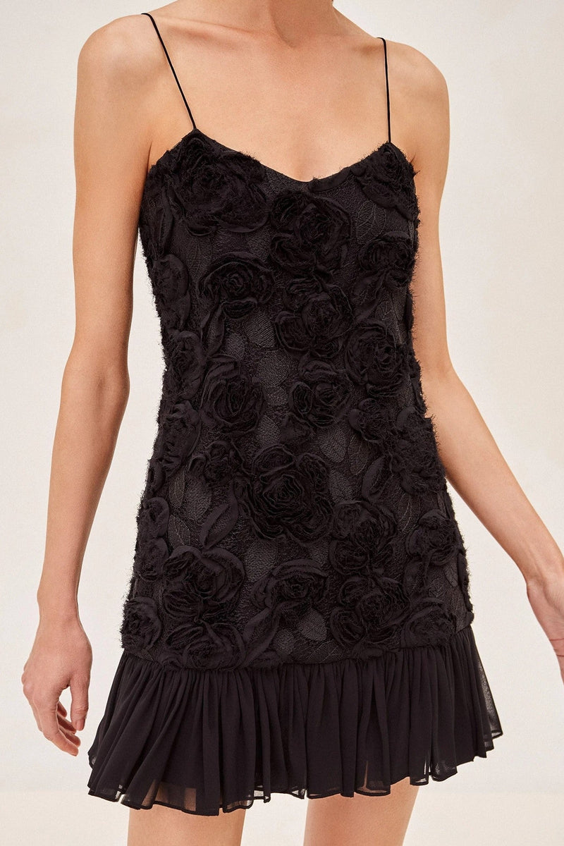 Lillie Spaghetti Ruffle Mini Dress - Black