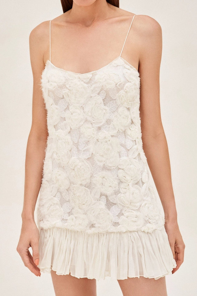 Lillie Spaghetti Ruffle Mini Dress - White