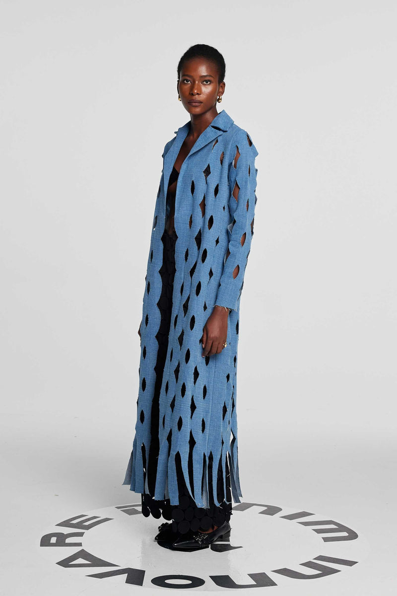 Lilly Geometric Cutout Denim Coat