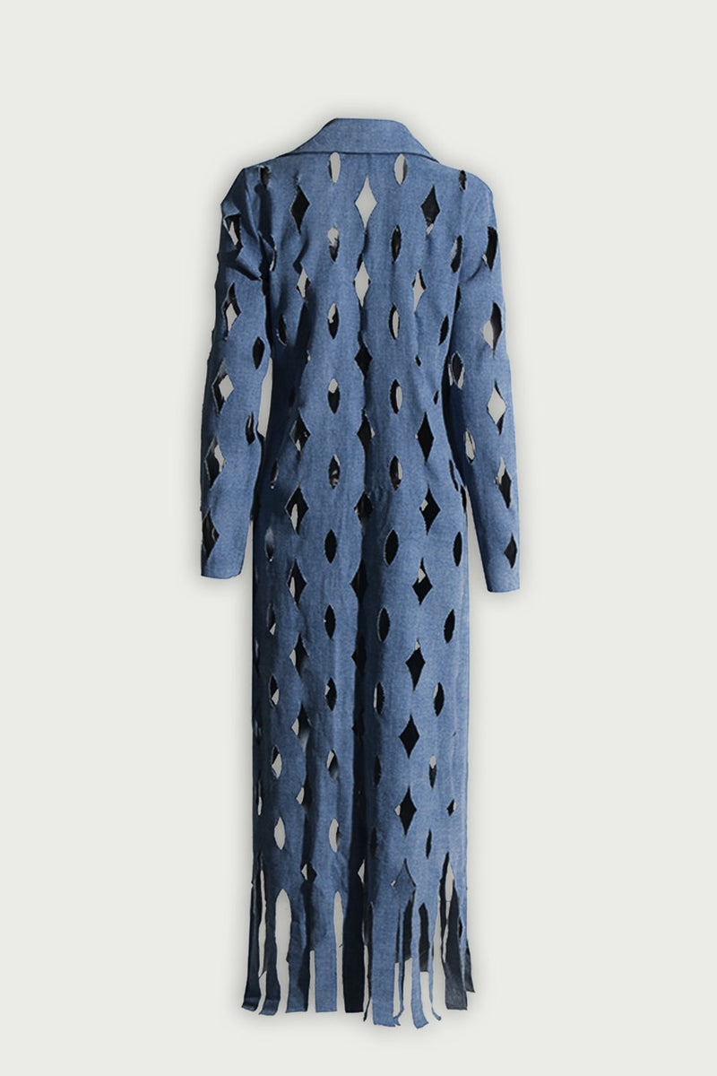 Lilly Geometric Cutout Denim Coat