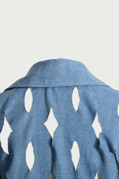 Lilly Geometric Cutout Denim Coat