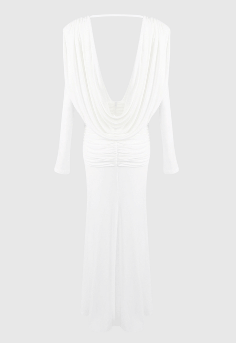 Linus V-neck Draped Backless Maxi Dress