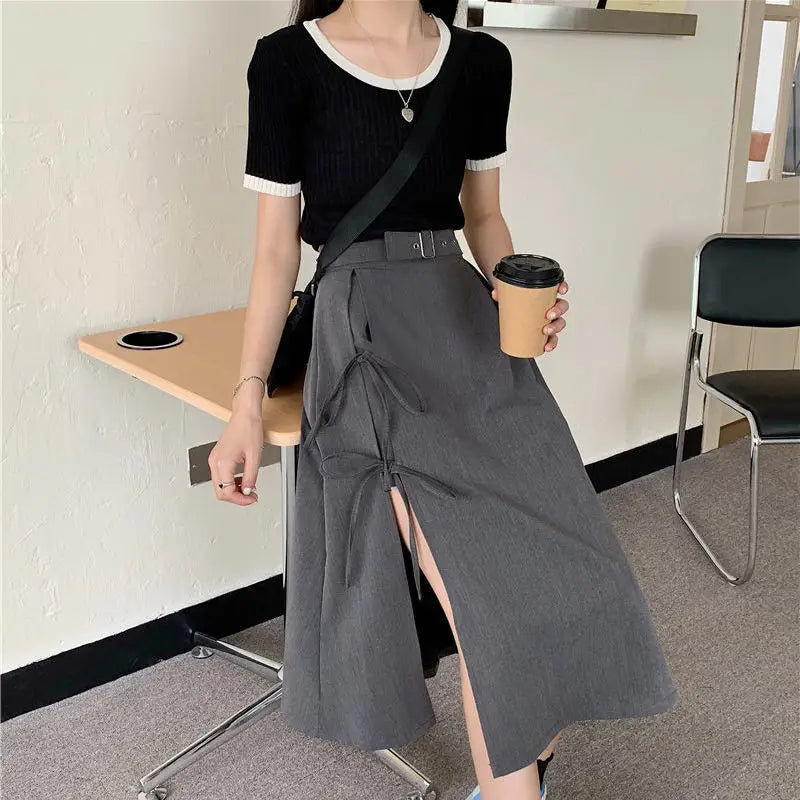 Long Simple All Match High Waist Comfortable Skirt