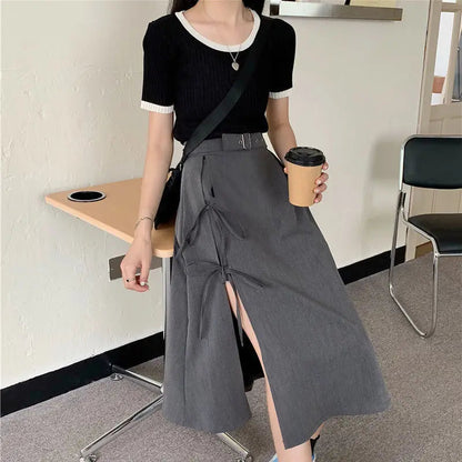 Long Simple All Match High Waist Comfortable Skirt