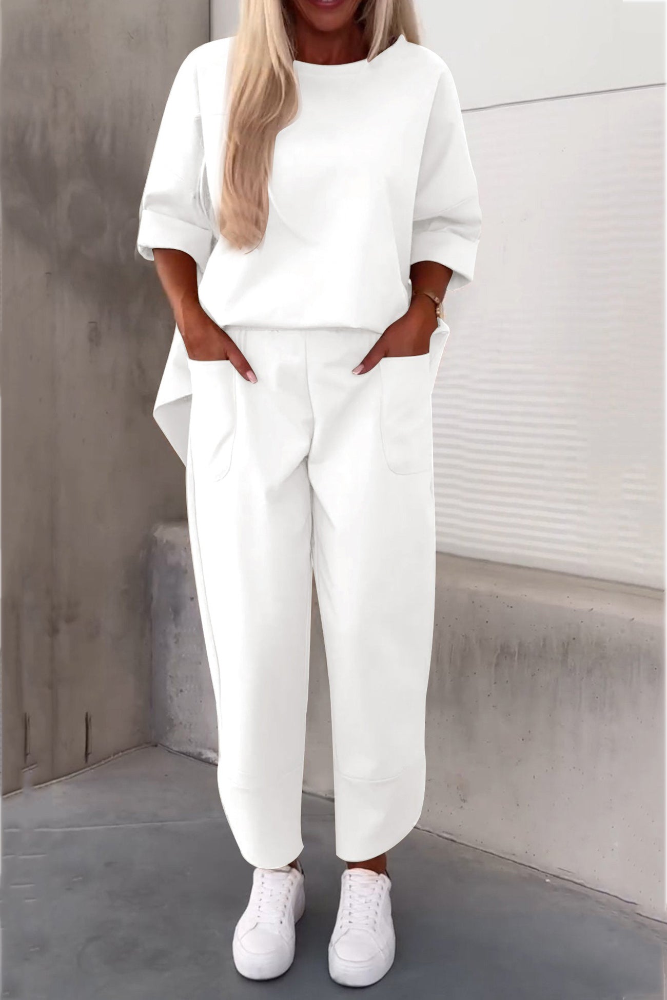 Long Sleeve Pullover Harem Pants Set