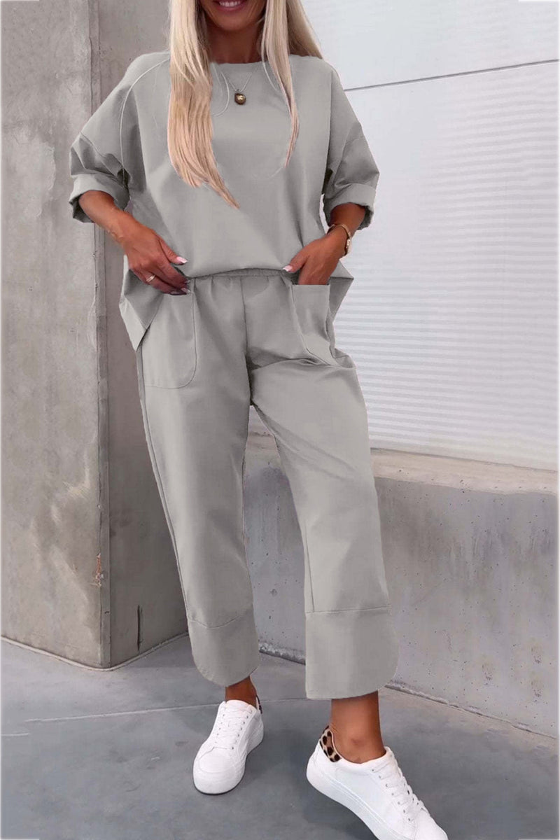 Long Sleeve Pullover Harem Pants Set