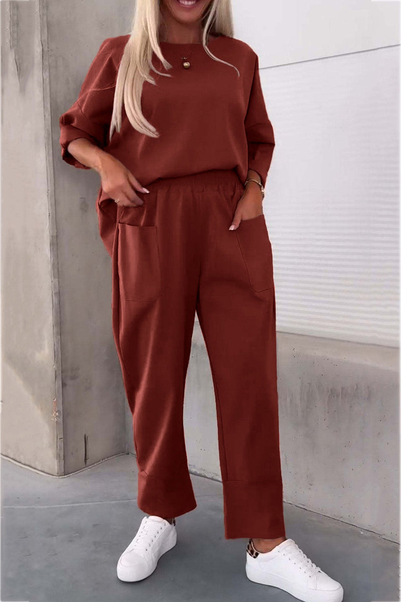 Long Sleeve Pullover Harem Pants Set