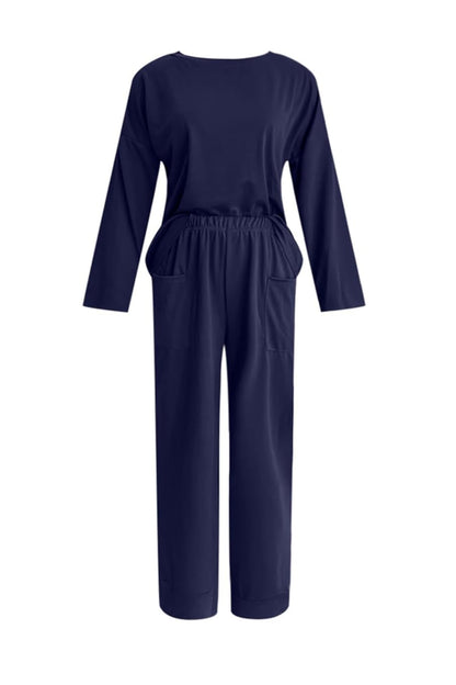 Long Sleeve Pullover Harem Pants Set