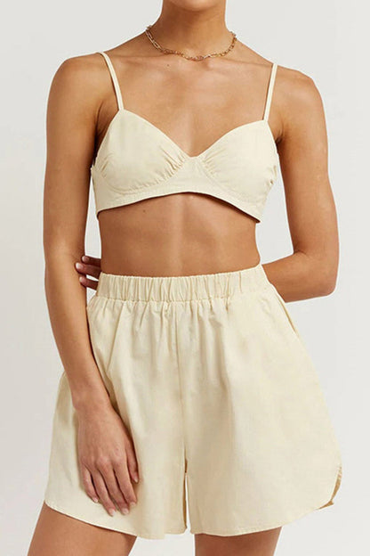Long Sleeve Shirt Vest Three-piece Shorts Set