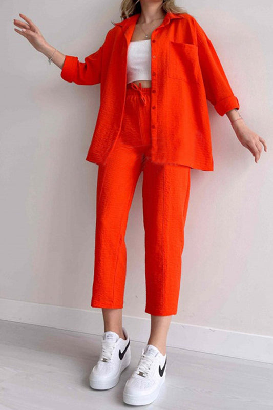 Long Sleeve Color Shirt Long Pants Set