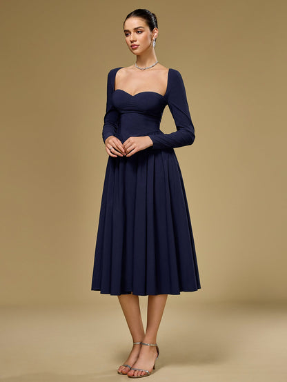 Long Sleeve Tie Back A-line Dress