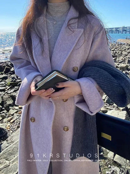 Long Double-sided Cashmere Double-breasted Classic Hair Coat