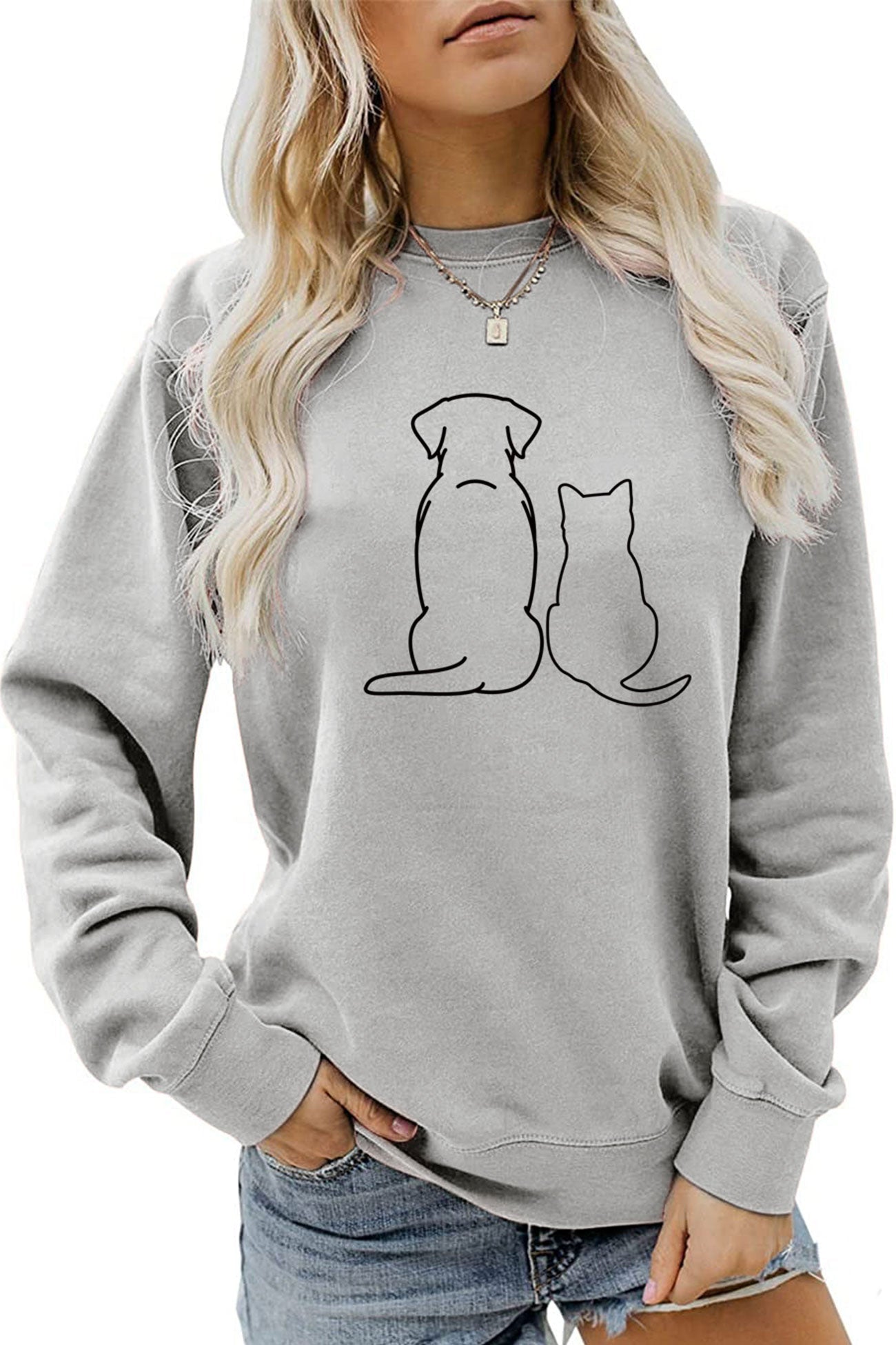 Dog & Kitty Graphic Sweatshirt