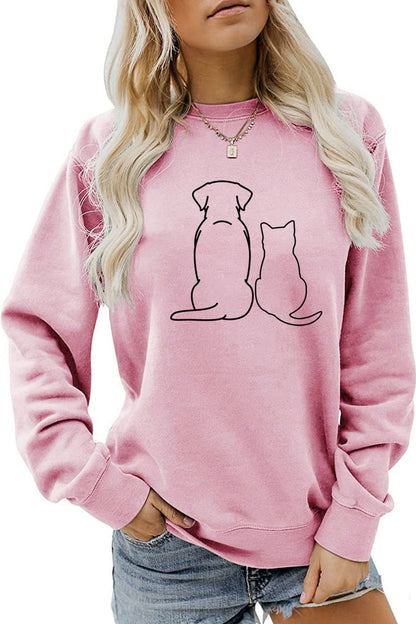 Dog & Kitty Graphic Sweatshirt