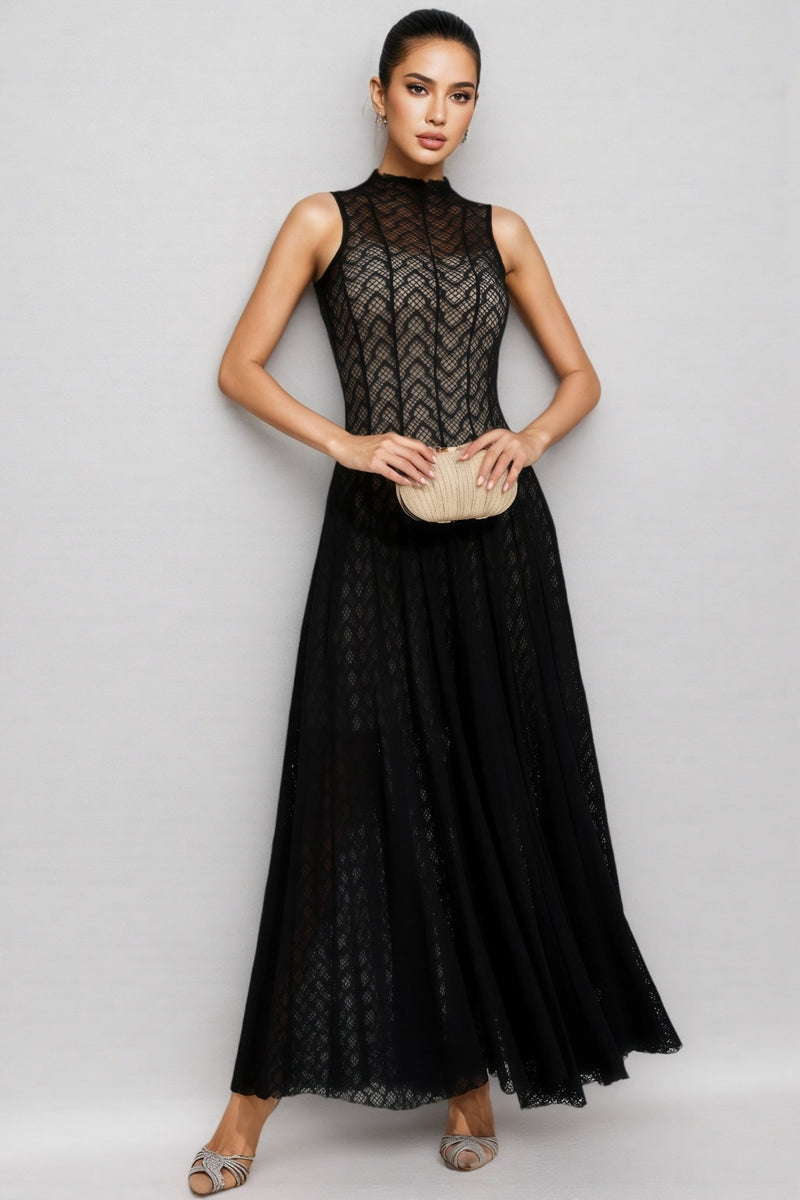 Hutt Black Lace Sleeveless Maxi Dress