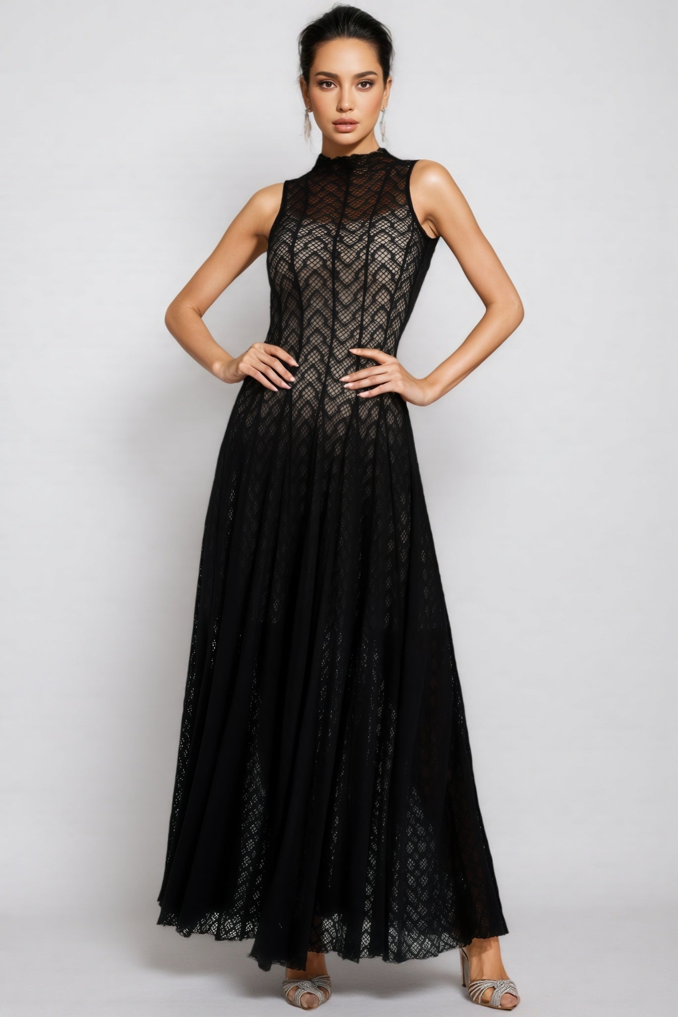 Hutt Black Lace Sleeveless Maxi Dress