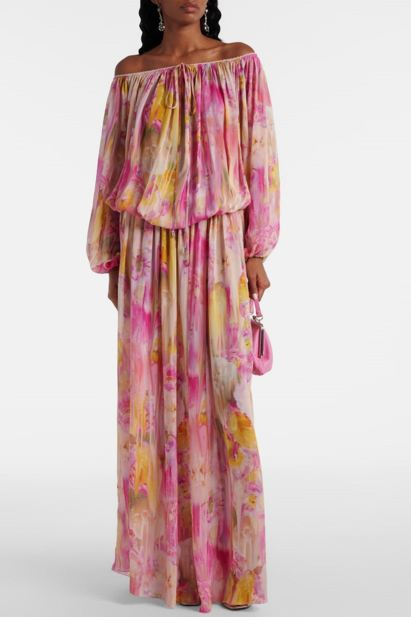 Ludema Off Shoulder Ruched Maxi Dress
