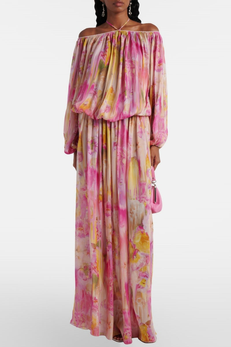 Ludema Off Shoulder Ruched Maxi Dress
