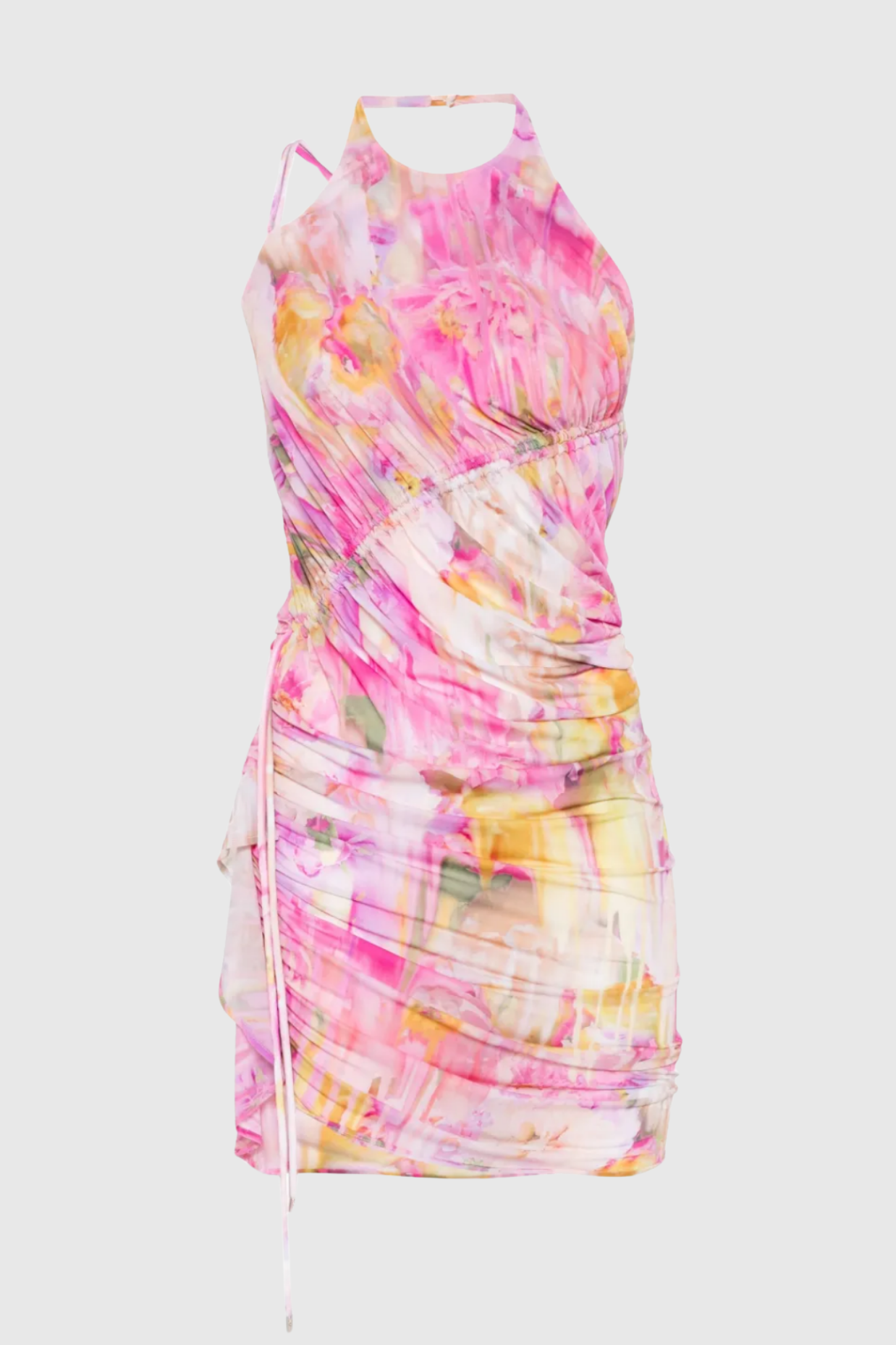 Ludema Print Halter Ruched Mini Dress