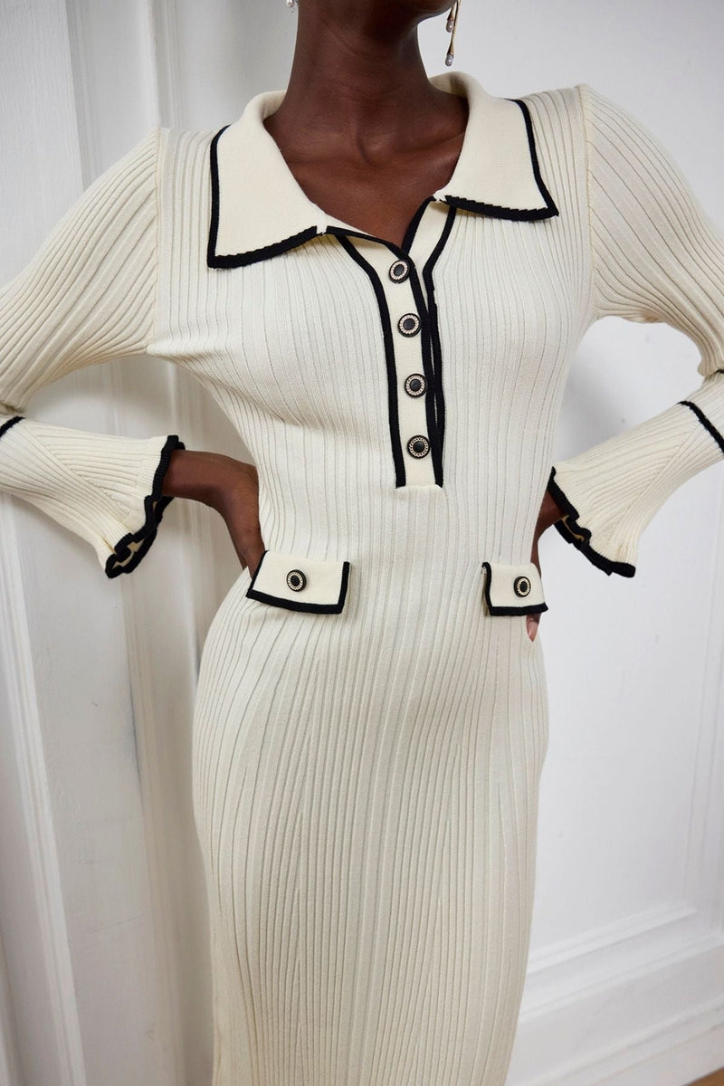 Luella Knit Ruffle Midi Dress