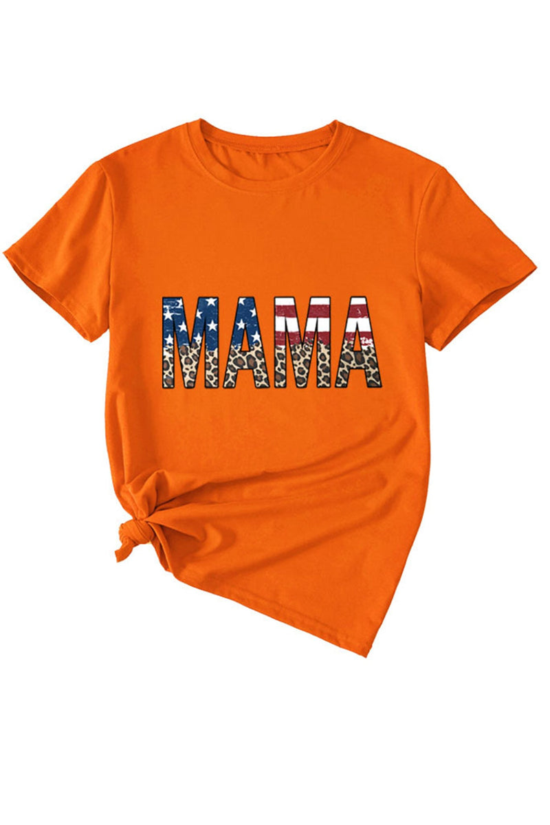 Mama Flag Leopard Print T-shirt