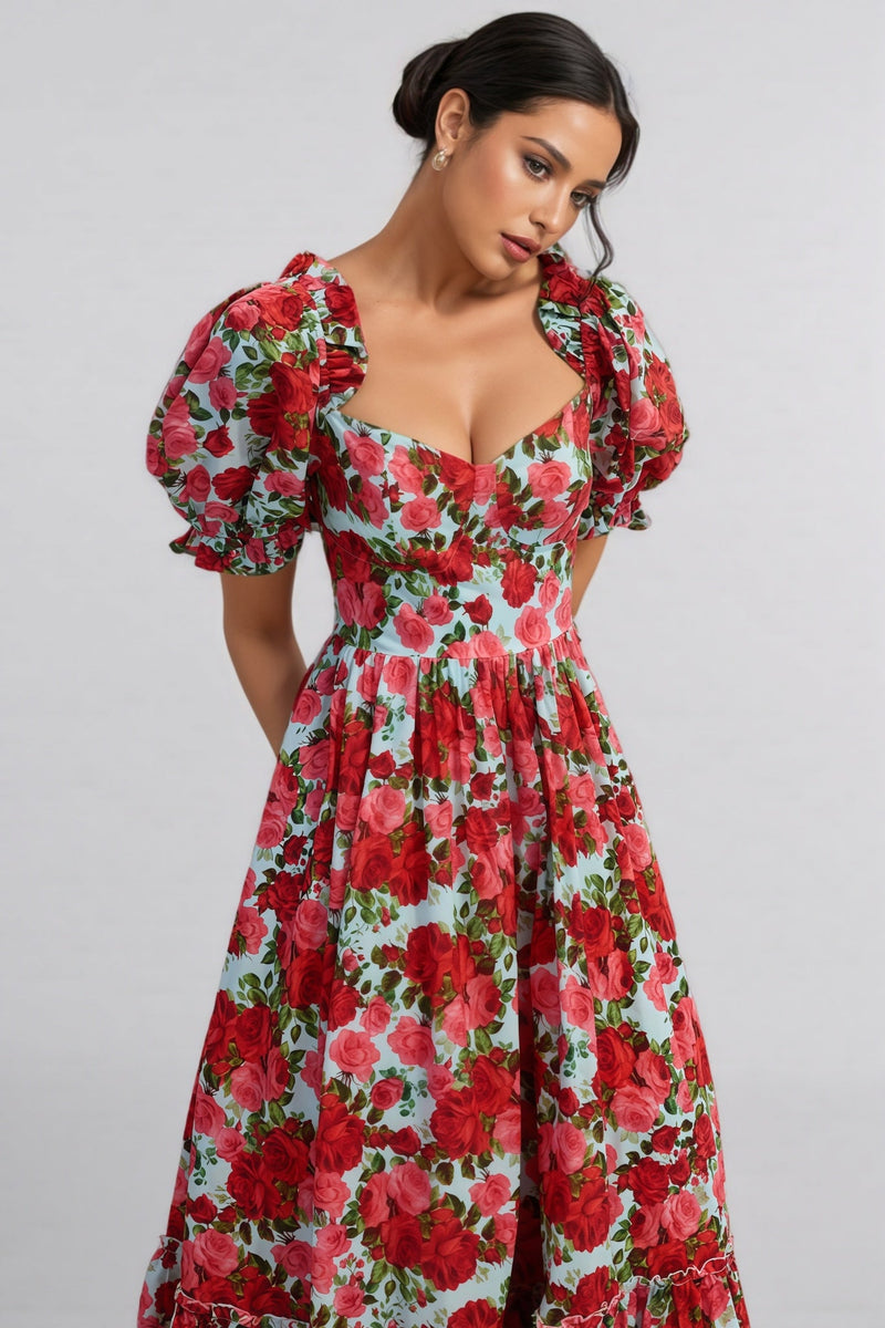 Renee Print Puff Sleeve Maxi Dress