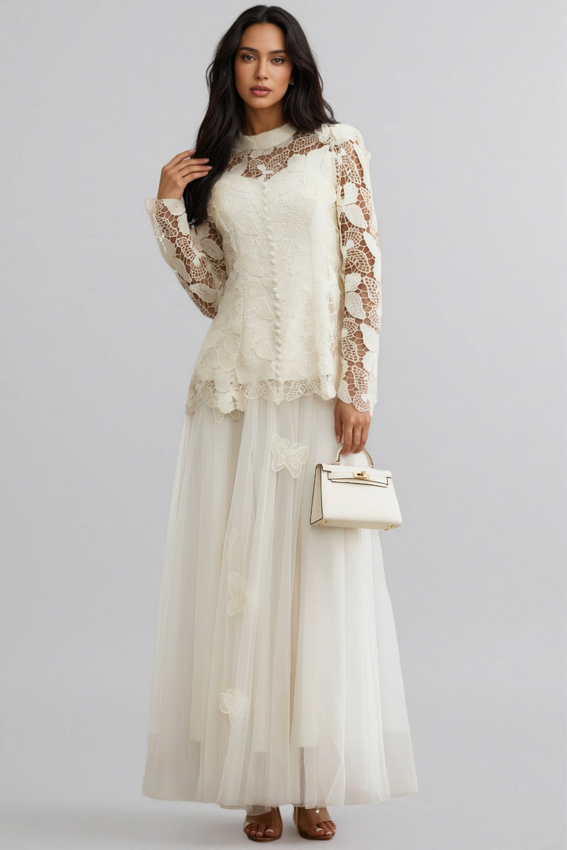 Inina Butterfly Embroidered Lace Maxi Dress Set