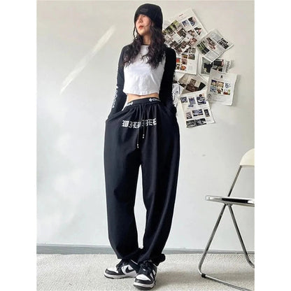 Oversized Y2k Wide Leg Letter Print Sweatpants