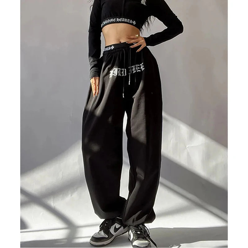 Oversized Y2k Wide Leg Letter Print Sweatpants