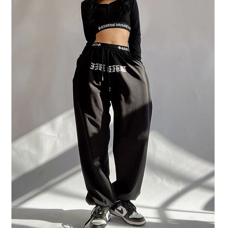 Oversized Y2k Wide Leg Letter Print Sweatpants
