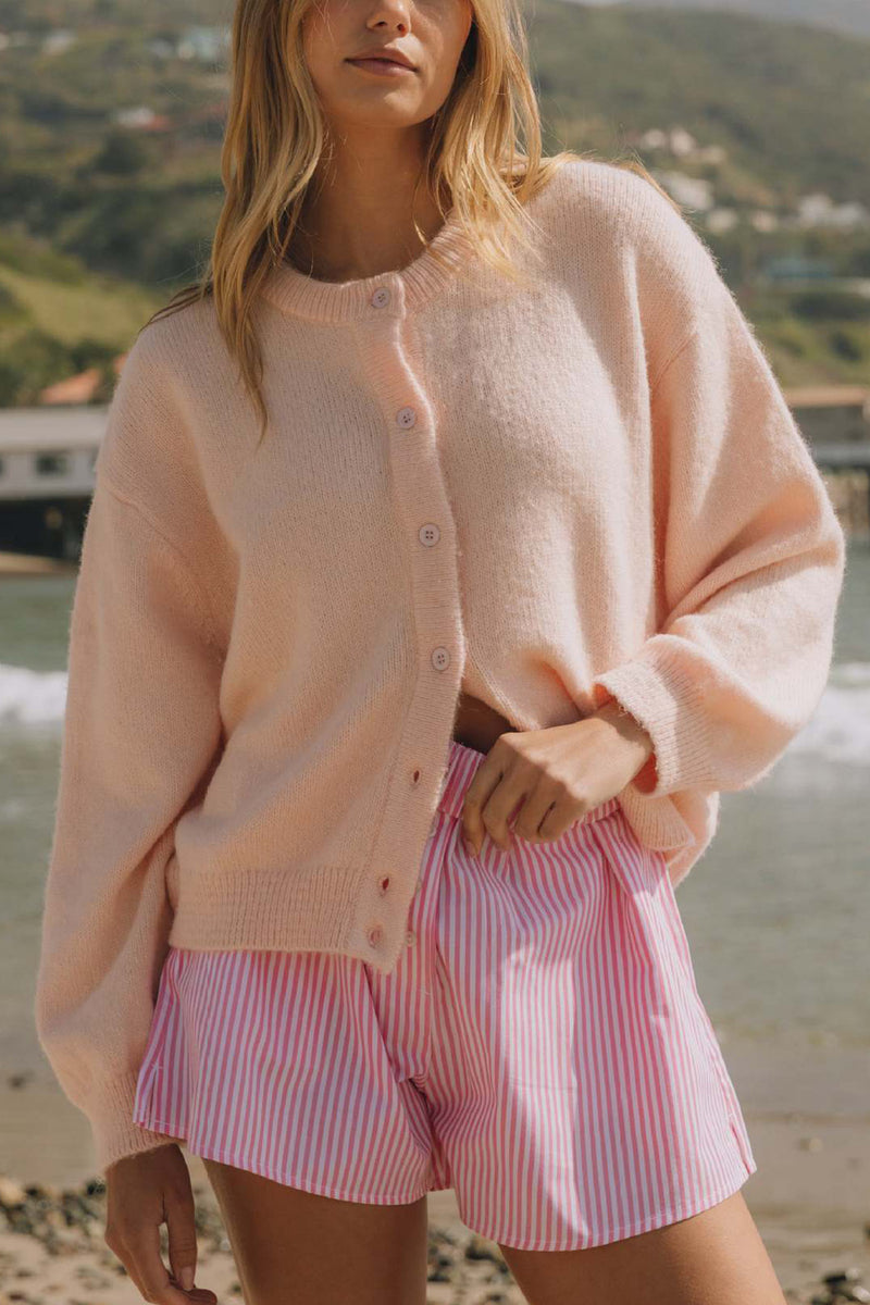 Macarons Color Button-up Short Cardigan