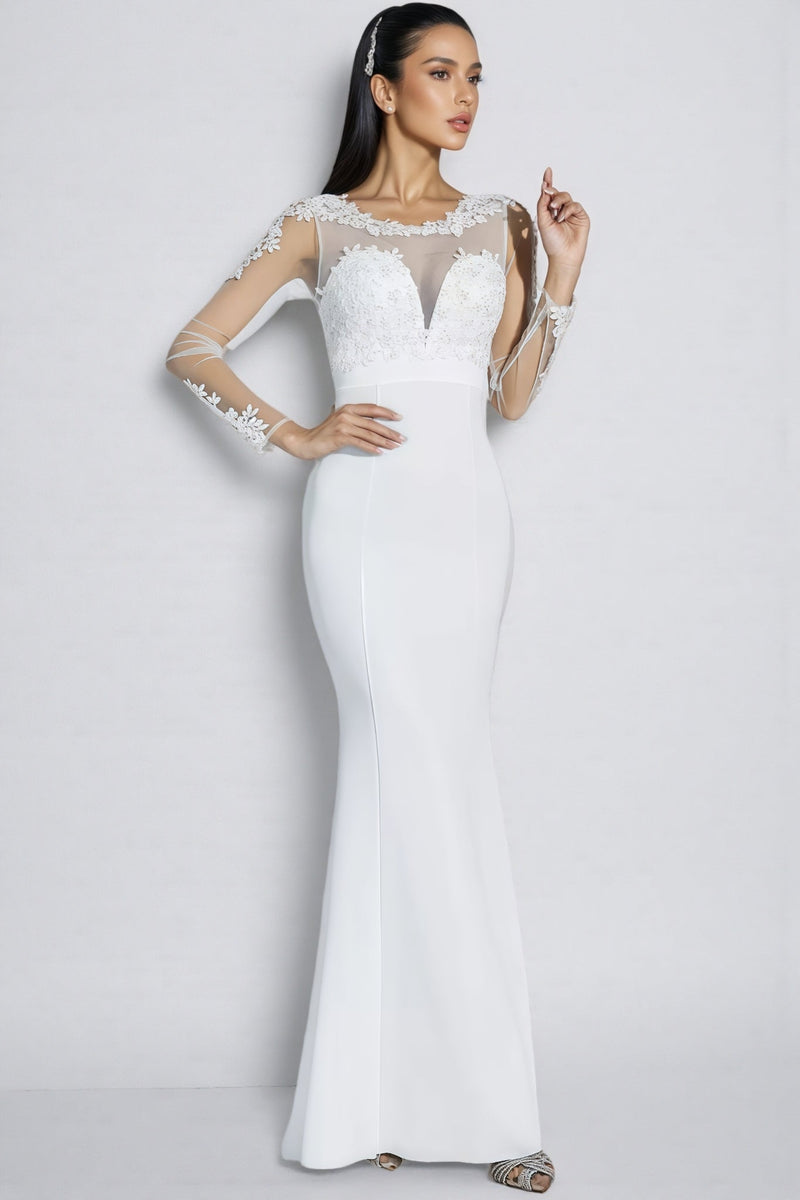 Marend White Lace Bodycon Maxi Dress