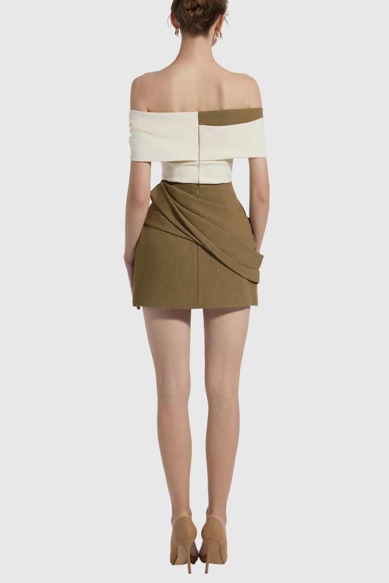 Maely Off Shoulder Ruched Mini Dress