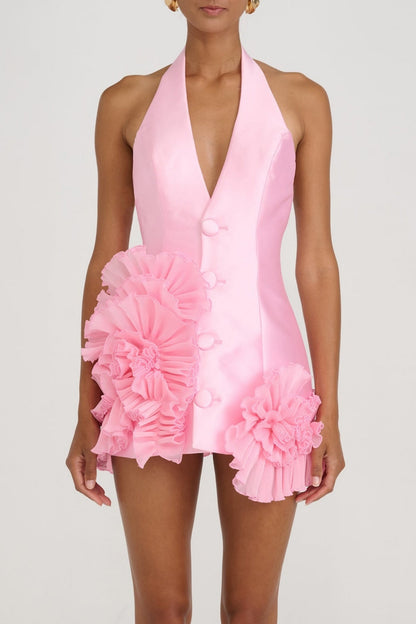 Magezi Satin Halter Mini Dress