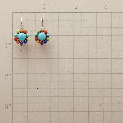 Multicolor Turquoise Round Earrings